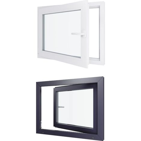 Finestra in PVC - Triplo vetro - Bicolore - Bianco e grigio - 900 mmx800 mm cm