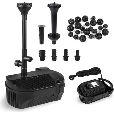 Pompe de bassin d'extérieur avec filtre et kit de fontaine 2450 l/h 50 W - Pompe de fontaine - Filtre de bassin bio - Kit complet avec pompe - Système de filtration - Bassin - Pompe de ruisseau (1/5)