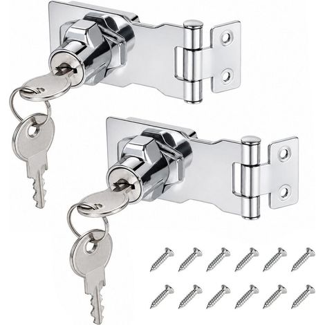 Vorhängeschloss Haspe mit Schlüssel, 2 Stück, 2.5 Zoll, Silber