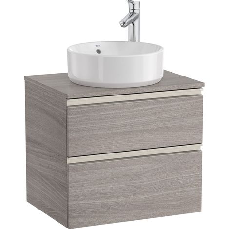 Meuble bas 2 tiroirs pour vasque centrale THE GAP - ROCA Coloris : Chêne City texturé - Dimensions : 605x460x537 mm (1/5)