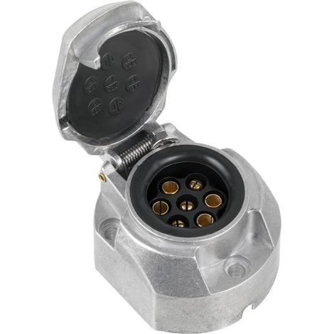Prise de remorque électrique à 7 Broches en Alliage d'aluminium à 7 Broches Connecteurs de Feux de Voiture pour Bateaux, caravanes, Camping-Cars ou Autres véhicules Utilitaires (1/5)