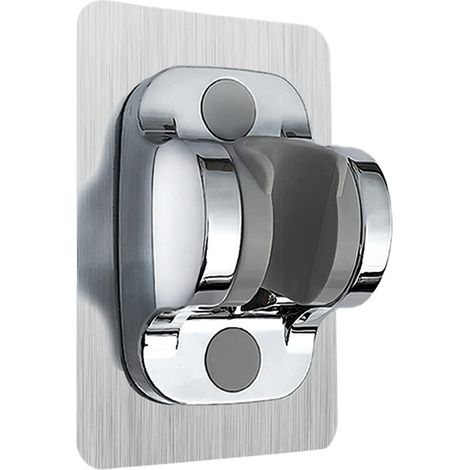No Drilling Hand Shower Holder, Wall Mounted Shower Head Holder with Adjustable Angle, Waterproof, Strong Adhesive, Universal Shower Bracket for Bathroom (Silver) (1/5)
