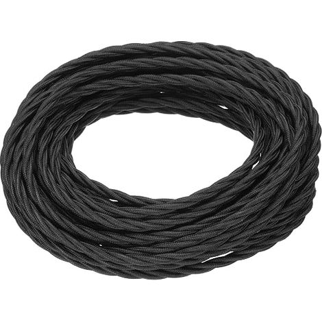 Tissu recouvert de fil tissé de 32.8Ft, 18/3 de fil électrique recouvert de tissu ancien Tissu de cordon électronique industriel pour le projet de lumière pendentif DIY, noir (1/5)