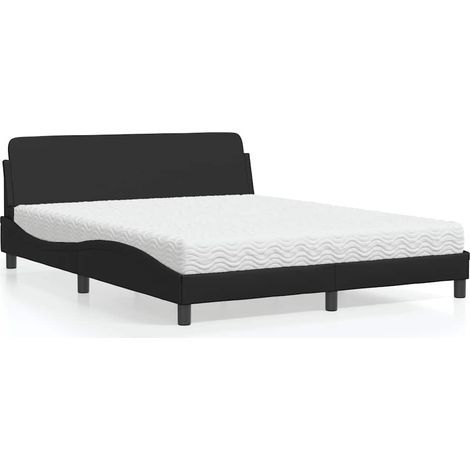 Lit avec matelas Dover noir 160x200 cm similicuir