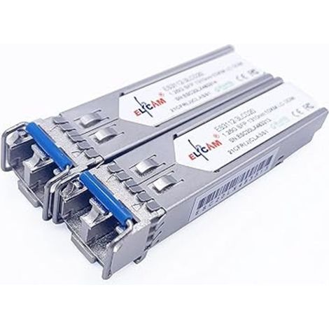 Elfcam - Lot de 2 Modules SFP 1,25 Gbps - LC/UPC Duplex Monomode OS2 1310nm, Jusqu’à 10 km, Transceiver Fibre Optique Haute Performance