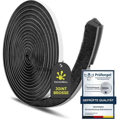 6 m Joint Brosse (L) x 9 mm(L) x 15mm(H), Joint Porte Coulissante Autocollante, Anti-poussière, Anti-vent, Réduction du Bruit, Joint Pour Fenetre Coulissante Pour Portes, Fenêtres - Noir (1/5)