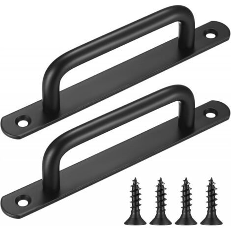 2 Pièces Poignée de Porte de Grange Robuste, Poignée à Tirer Porte Coulissante en Acier, Poignée de Porte en Fonte Noire, Poignées de Porte Intérieure Extérieure Avec Vis (1/5)