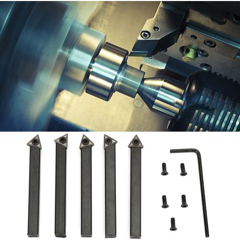 5 plaquettes de tournage indexables en carbure cémenté de 1/4 po pour usinage sur tour (1/5)