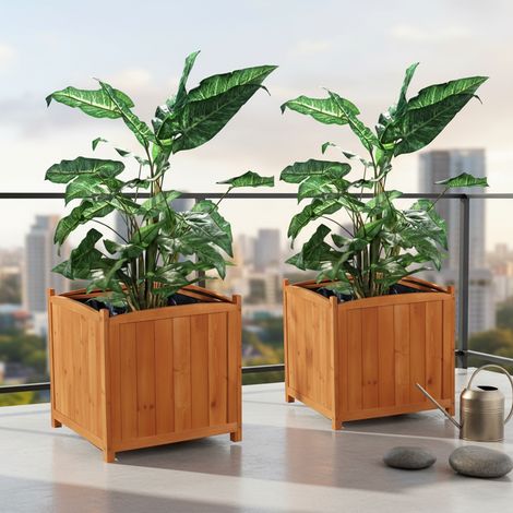 Jardinera Maceta de flores Macetero 2x 50cm cuadrado plantas flores jardinera Soporte para flores jardín exterior terraza decorativo