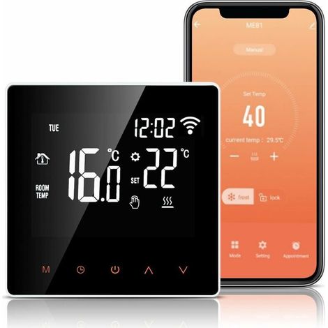 WiFi-Thermostat, elektrischer Chauffage-Thermostat 16 A, kompatibel mit Alexa Google Home Tuya APP, programmierbarer Chauffage-Thermostat mit großem LCD-Bildschirm (1/5)