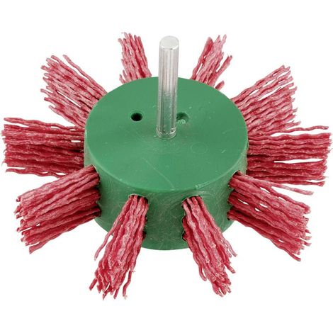 Brosse éventail, fine, nylon abrasif, Ø 100 mm pour bois, métal et métaux non ferreux, brosse nylon pour perceuse, pour surfaces