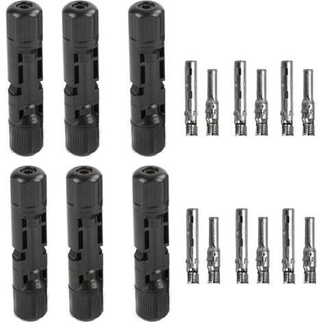 Solaranschluss, 6 Paar Solarpanel-Anschluss, Photovoltaik-Kabelanschluss, MC4-Stecker/Buchse, Solaranschluss für Solar-Photovoltaik-Panel, (1/4)