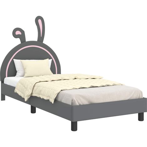 Children's Bed Frame with Headboard Light Grey 80 x 200 cm PU vidaXL