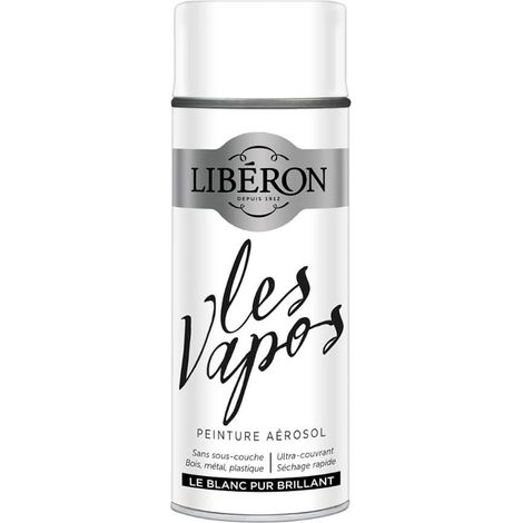 Peinture aérosol LIBÉRON Les Vapos Brillant Le Blanc Pur 0,4 L