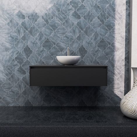 Inda - Mobile bagno L.120 con lavabo in appoggio / Nero opaco 1