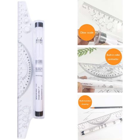 Rollbares Zeichenlineal, Rollbares Messlineal fürs Büro, Rollbares Lineal, Paralleles Zeichenlineal, Rollenlineal, Paralleles Rolllineal, Rollbares Parallellineal, Rollbares Lineal 30 cm