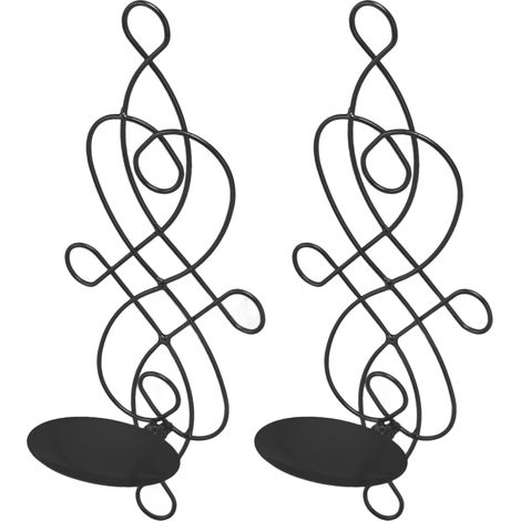 2 Supports de Bougeoir Murale en Fer Pliables et Innovants pour Chambre et Salle à Manger, Noir (1/5)