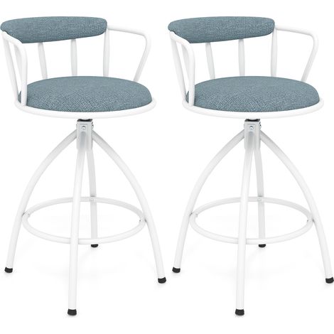Lot de 2 Tabourets de Bar Pivotants, Tabourets Rembourrés avec Dossier, Repose-pieds et Structure Métallique, pour Îlot de Cuisine, Charge 150 KG (1/5)