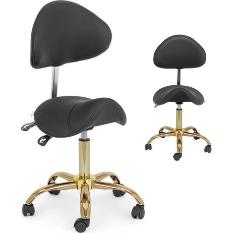 Taburete de estética - 51 - 65 cm - 150 kg - negro/dorado (1/5)