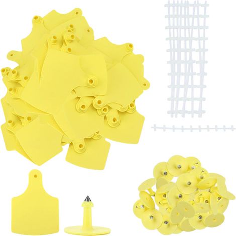 100 Étiquettes d'Oreille en Plastique pour Bétail - Marqueurs pour Vaches et Animaux de Ferme