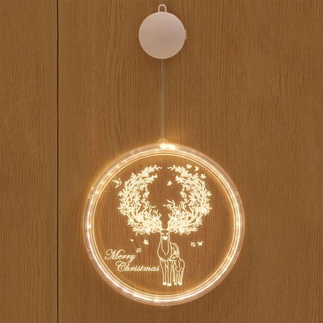 Lanterne De Noël - Lumière À Led 3D En Acrylique - Pour Décoration Intérieure - Avec Piles AAA - Longueur 31 Cm - 1 Pièce