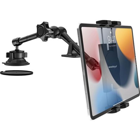 Support de tablette pour tableau de bord de voiture avec ventouse et bras métallique pour tablettes et téléphones de 4 à 12,9 pouces, iPad Pro/Air/Mini, Galaxy, Lenovo, iPhone, etc (1/5)