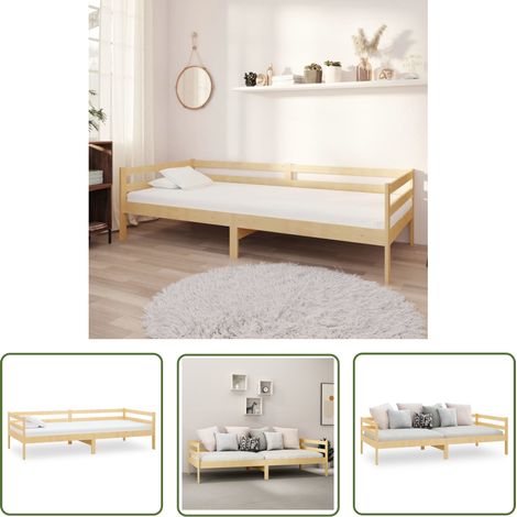The Living Store Tagesbett Massivholz Kiefer 90x200 cm - Holz Tagebett - Kiefernholzbette - Schlafsofa - Gästebett - Wohnraum Möbel (1/5)