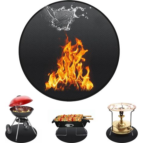 [MAI USATO]Tappetino ignifugo rotondo da 50 cm - Impermeabile - Pieghevole - Senza fumo - Silicone bifacciale - Adatto per esterni, campeggio, barbecue (1/5)