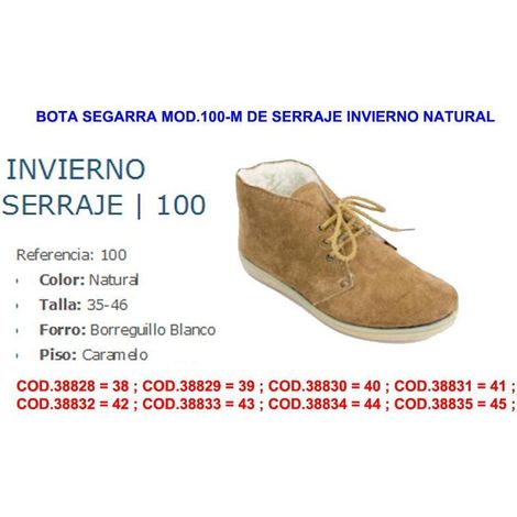 bota segarra finstock mod.100 serraje invierno natural talla 38