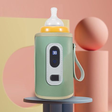 Chauffe-biberon nomade USB étanche avec affichage numérique et contrôle précis de la température, vert