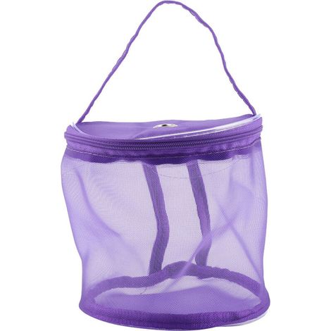 Sac de rangement portable cylindrique en maille pour laine, contenant pratique et élégant (violet) (1/5)