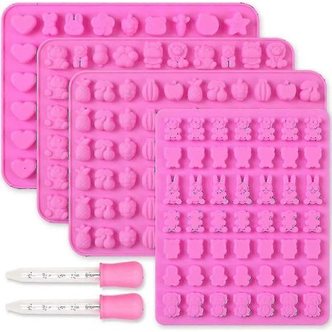 Lot de 4 moules à chocolat et bonbons en silicone Heilwiy assortis, motifs animaux et fruits, qualité alimentaire, idéal pour un cadeau. (1/4)