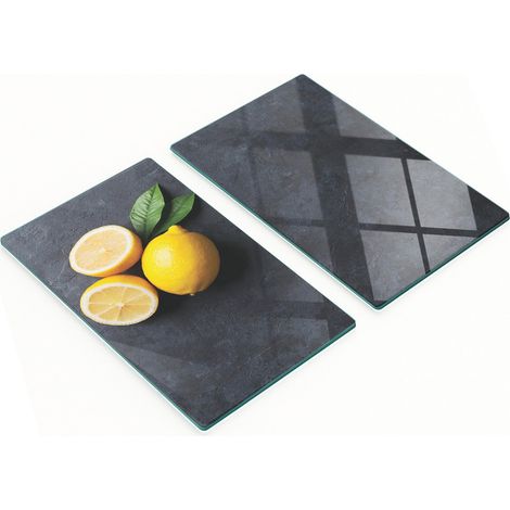 Tablas de cortar decorativas de vidrio templado Lemon Stone de 2x30x52 cm