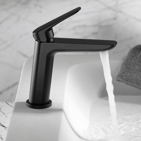Imex - Grifo Monomando Lavabo Caño Bajo Negro Serie Bélgica (1/5)