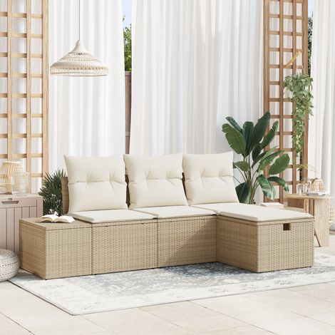 vidaXL Garden Sofa Set 4 pcs Poly Rattan (1/5)