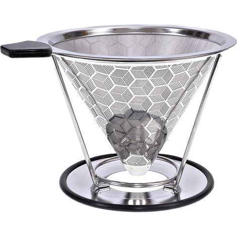 1 Filtre à café, acier inoxydable, maille double couche, porte-filtre réutilisable, pour percolateur 2-4 tasses (1/5)