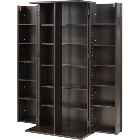 Mophorn DVD-Schrank mit 24 Fächern, Medienaufbewahrungsschrank 610 x 368 x 1270 mm, kompakter CD-Schrank für CDs, DVDs, Bücher und Spiele-Discs, ideal für Wohnzimmer, Büro oder Studio, Schwarz (1/5)