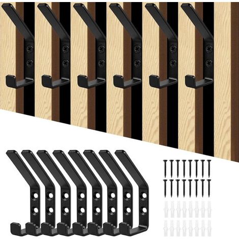 Ganci doppi da parete per pannelli acustici, in metallo nero - Set da 8 pezzi