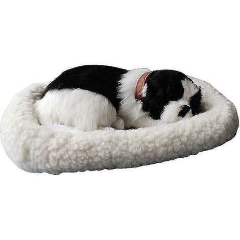 Peluche Chien Respirant avec Tapis - Chien Dormant Réaliste en Peluche pour Enfants et Décoration Intérieure (1/5)