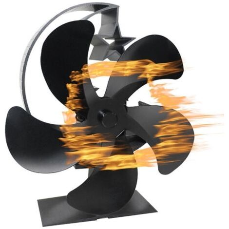 Ventilateur de poêle à bois à 5 lames, flux d'air horizontal poussé, ventilateur de poêle à bois alimenté par la chaleur pour poêles à bois/bûche/gaz/granules/bûches (1/4)