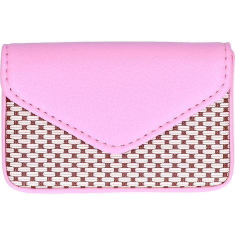 Porte-cartes de visite en cuir PU rose, étui à cartes de crédit portable pour hommes et femmes