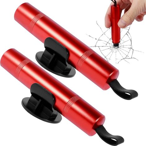 Sicherheitshammer – Halter – Sicherheit – Rot – 2-teilig – Notfallhammer – Autohammer – 2-in-1-Sicherheitshammer und Gurtschneider (1/5)