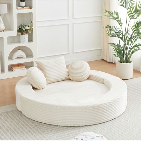 Divano letto modulare 4 in 1, 180x92x84 cm, beige in velluto a coste - CHICFURN (1/5)