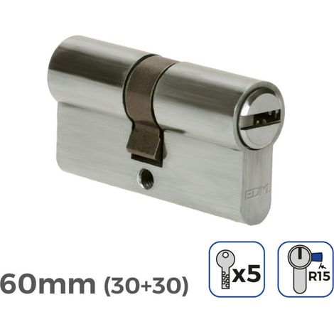 Cylindre De Porte à Nickel 60mm (30+30mm) Largeur De Came R15 Avec 3 Clés Inclus