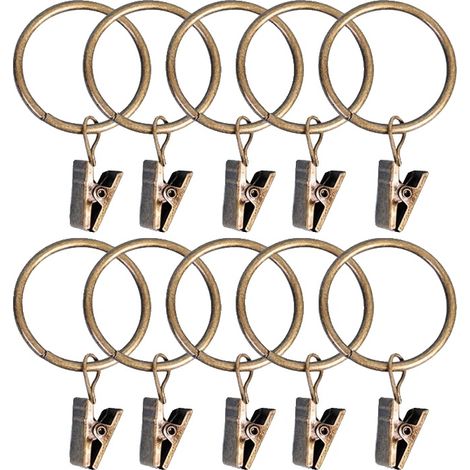 Anelli e fibbie per tende, design metallico, stile moderno, bronzo-25mm, 10 pezzi-a (1/2)