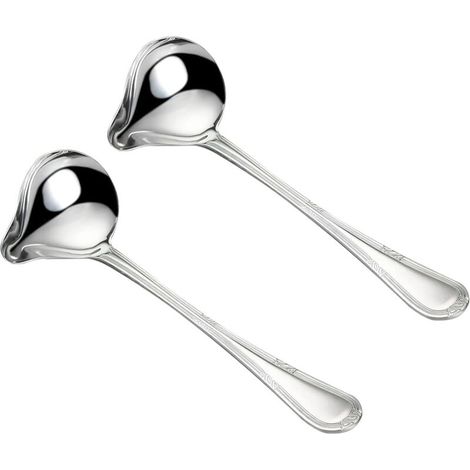 CuillèRe à Sauce, Louche à Sauce Acier Inoxydable Argent, Louche à Sauce En Acier, Petite CuillèRe Bruine Inoxydable avec Bec Verseur, Louche Cuisine pour La Cuisson Des Sauces à Soupe