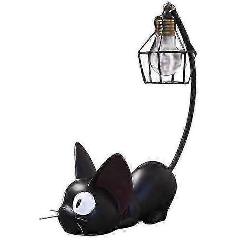 Lampe de table décorative, veilleuse chat noir mignon, lampe de table artisanale en résine, décoration de bureau, cadeau (2 pièces) (1/4)