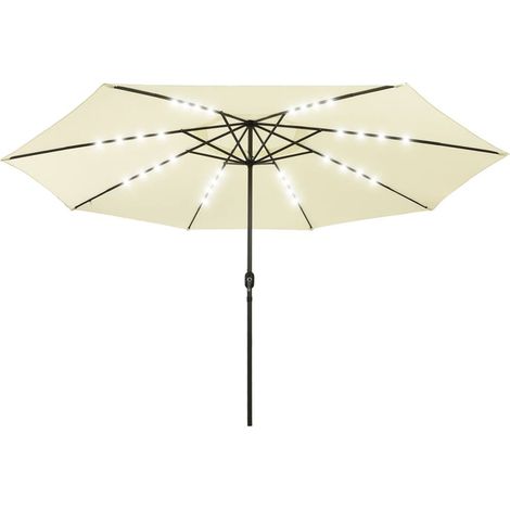 Ombrellone da esterno con LED e palo in metallo 400 cm colore sabbia 020008183 (1/5)