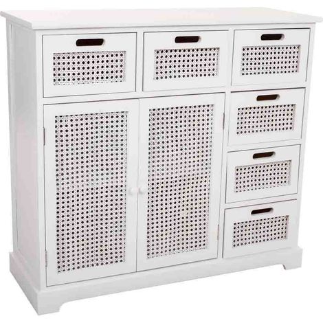 Aparador de madera y rejilla blanco 86x33x78.5 (1/5)
