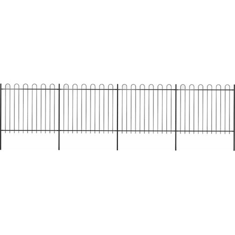 Gartenzaun mit Rundbogen Stahl 714,5 x 150 cm Schwarz (1/5)
